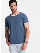 OMBRE Tricou din bumbac cu decolteu rotund - Albastru inchis