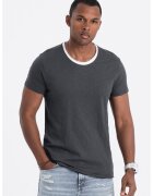 OMBRE Tricou din bumbac cu decolteu rotund - Gri inchis
