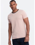 OMBRE Tricou din bumbac cu decolteu rotund - Roz pal