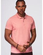 OMBRE Tricou polo clasic din tricot de bumbac OM-POWS-0142 - Roz