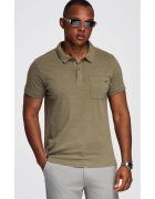 OMBRE Tricou polo clasic din tricot de bumbac OM-POWS-0142 - Verde inchis