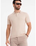 OMBRE Tricou polo cu aspect striat - Bej