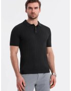 OMBRE Tricou polo cu aspect striat - Negru