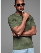 OMBRE Tricou polo cu aspect striat - Verde