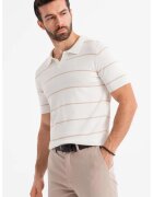 OMBRE Tricou polo cu dungi - Alb