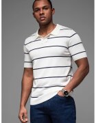 OMBRE Tricou polo cu dungi - Alb optic/Bleumarin