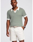OMBRE Tricou polo cu dungi - Alb/Verde feriga