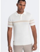 OMBRE Tricou polo cu dungi contrastante - Alb murdar