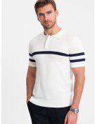 OMBRE Tricou polo cu dungi contrastante - Alb optic