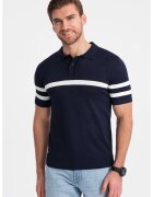 OMBRE Tricou polo cu dungi contrastante - Bleumarin