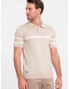 OMBRE Tricou polo cu dungi contrastante - Maro nisip