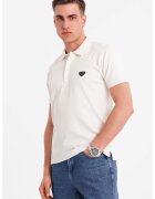 OMBRE Tricou polo cu fenta cu fermoar - Alb fildes