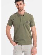OMBRE Tricou polo cu fenta cu fermoar - Kaki