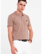OMBRE Tricou polo cu fenta cu fermoar - Maro inchis