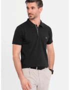 OMBRE Tricou polo cu fenta cu fermoar - Negru