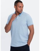 OMBRE Tricou polo cu garnituri contrastante - Albastru deschis