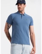 OMBRE Tricou polo cu model uni - Albastru prafuit