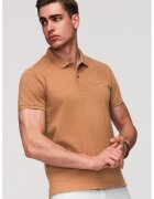 OMBRE Tricou polo cu model uni - Caramel
