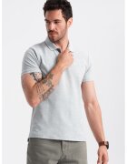 OMBRE Tricou polo cu model uni - Gri deschis melange