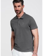 OMBRE Tricou polo cu model uni - Gri inchis