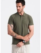 OMBRE Tricou polo cu model uni - Verde inchis