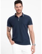 OMBRE Tricou polo cu vipusca contrastanta - Bleumarin