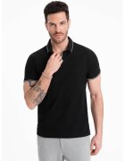 OMBRE Tricou polo cu vipusca contrastanta - Negru