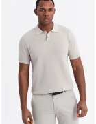 OMBRE Tricou polo din bumbac pique 2 - Alb fildes