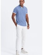 OMBRE Tricou polo din bumbac pique - Albastru lavanda