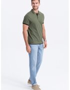 OMBRE Tricou polo din bumbac pique - Kaki