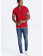 OMBRE Tricou polo din bumbac pique - Rosu