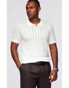 OMBRE Tricou polo din viscoza cu fermoar OM-POSS-0158 - Alb