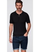 OMBRE Tricou polo din viscoza cu fermoar OM-POSS-0158 - Negru