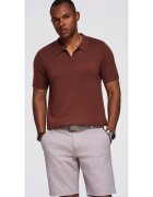 OMBRE Tricou polo pentru barbati fara nasturi OM-POSS-0159 - Maro