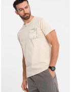 OMBRE Tricou regular fit cu buzunar pe piept - Bej deschis