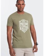 OMBRE Tricou regular fit cu imprimeu text - Verde masliniu