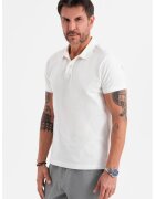 OMBRE Tricou regular fit de bumbac cu guler polo - Alb murdar