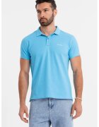 OMBRE Tricou regular fit de bumbac cu guler polo - Albastru deschis