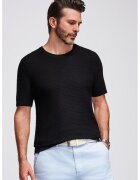OMBRE Tricou tricotat cu decolteu la baza gatului - Negru
