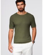 OMBRE Tricou tricotat cu decolteu la baza gatului - Verde feriga