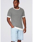 OMBRE Tricou tricotat fin cu dungi - Alb/Negru