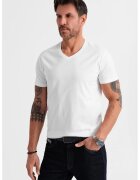 OMBRE Tricou uni cu decolteu in V - Alb optic