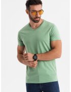 OMBRE Tricou uni cu decolteu in V - Verde deschis
