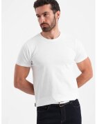 OMBRE Tricou uni cu decolteu la baza gatului - Alb murdar