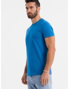 OMBRE Tricou uni cu decolteu la baza gatului - Albastru deschis