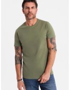 OMBRE Tricou uni cu decolteu la baza gatului - Kaki