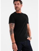 OMBRE Tricou uni cu decolteu la baza gatului - Negru