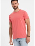 OMBRE Tricou uni cu decolteu la baza gatului - Roz somon