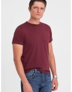 OMBRE Tricou uni cu decolteu la baza gatului - Visiniu