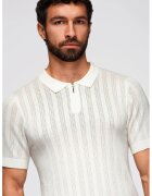OMBRE Tricou uni cu fenat cu fermoar - Alb